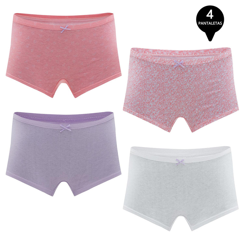 Calzon Boxer Pantaletta Algodón Niña Pack 4