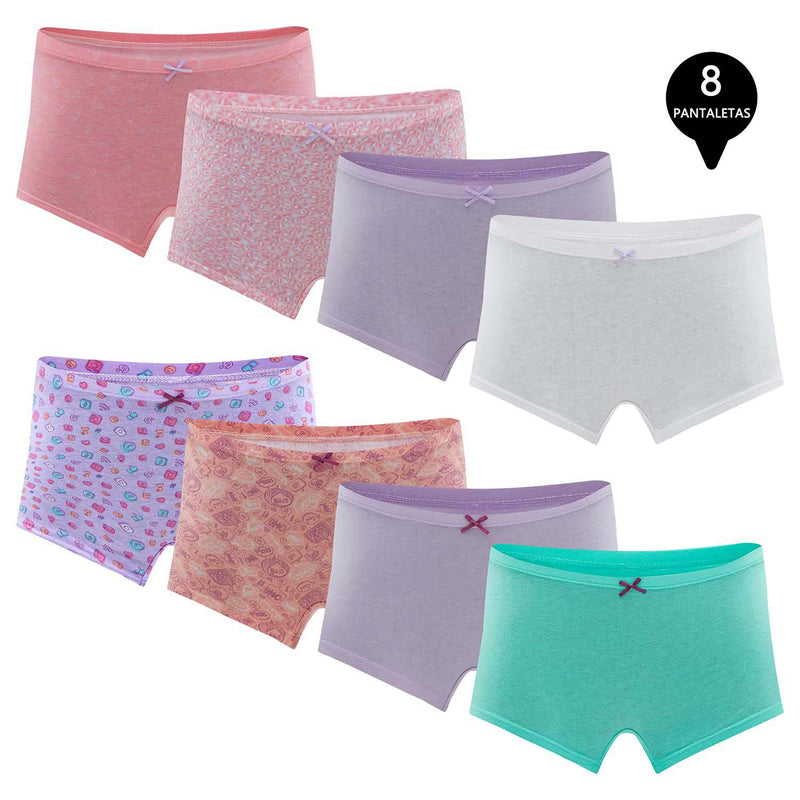 Calzon Boxer Pantaleta Algodón Niña Pack 8