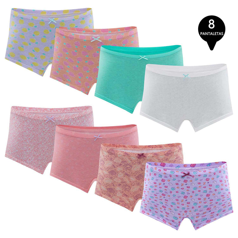 Calzon Boxer Pantaleta Algodón Niña Pack 8