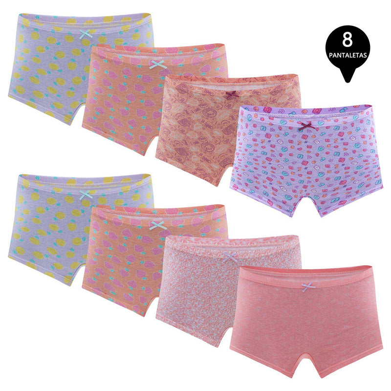 Calzon Boxer Pantaleta Algodón Niña Pack 8