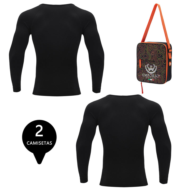 Pack 2 Camisetas Termica Primera Capa Microfibra Hombre+Bolso Regalo