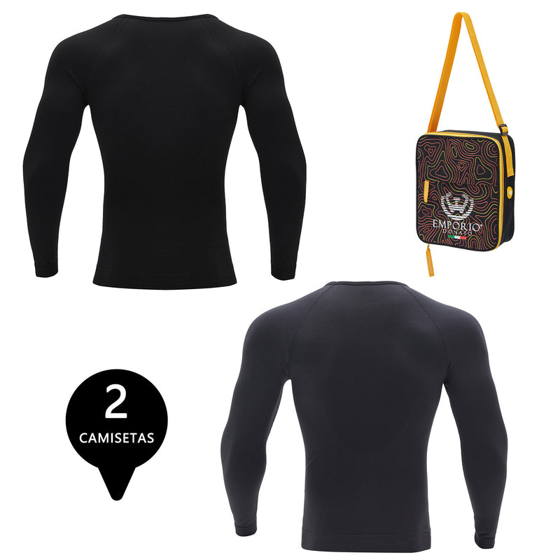 Pack 2 Camisetas Termica Primera Capa Microfibra Hombre+Bolso Regalo