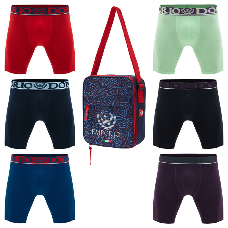 Pack de 6 Boxer Largo Algodón Hombre Con Bolso Regalo