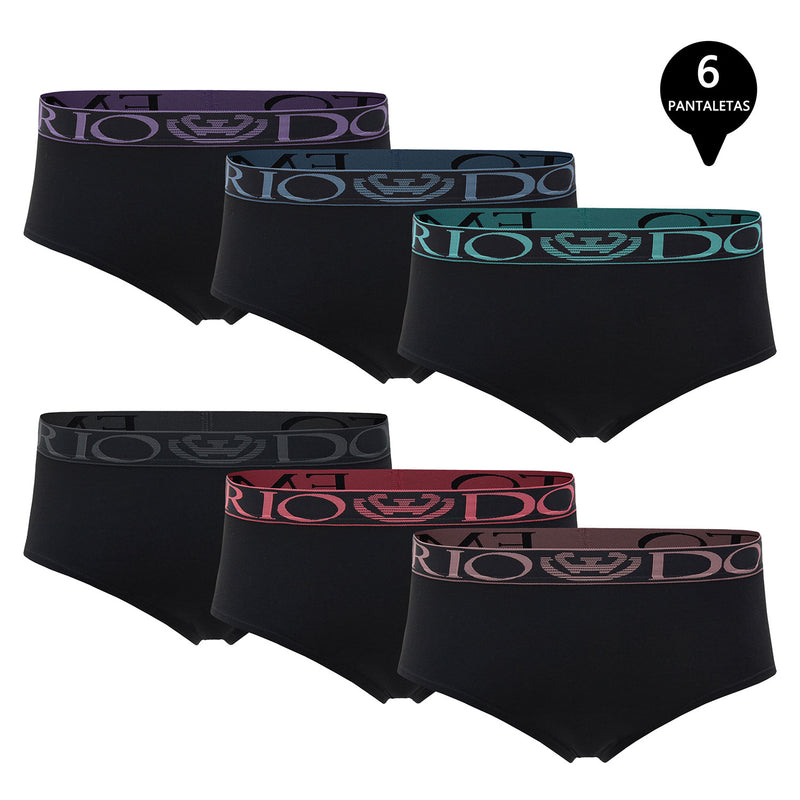 Pack de 6 Calzones Bikini Tiro Alto Algodón Mujer