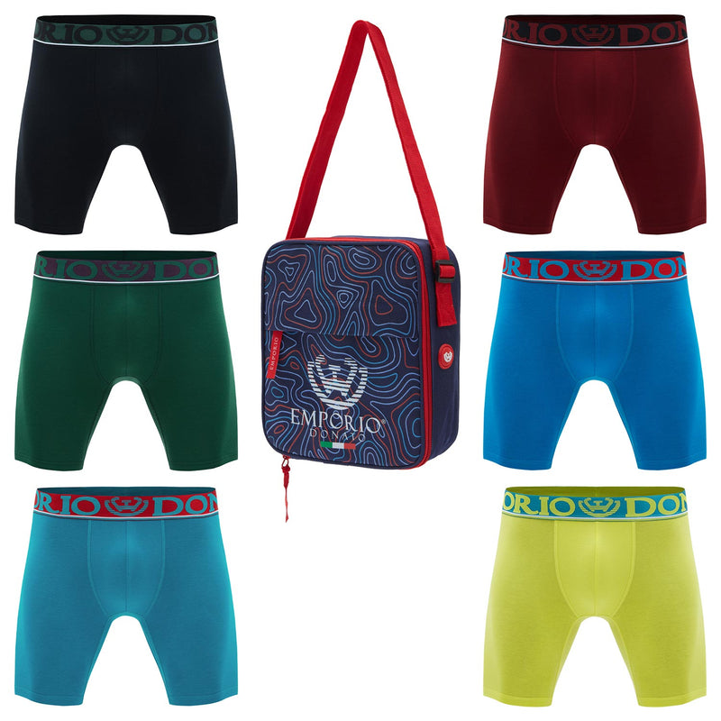 Pack de 6 Boxer Largo Algodón Hombre Con Bolso Regalo