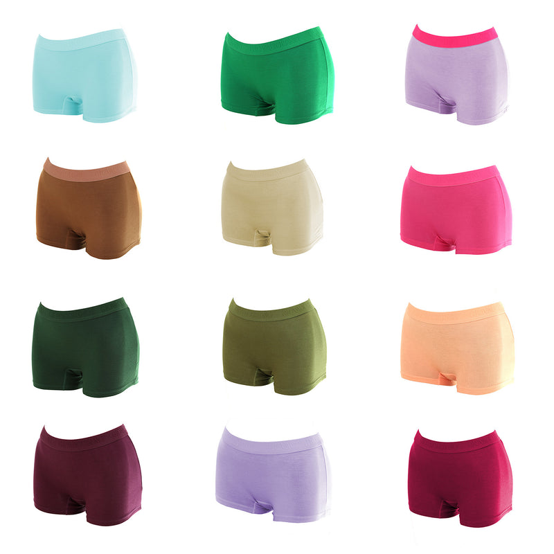 Pack de 12 Calzones Boxer Pantaleta bambú Mujer.