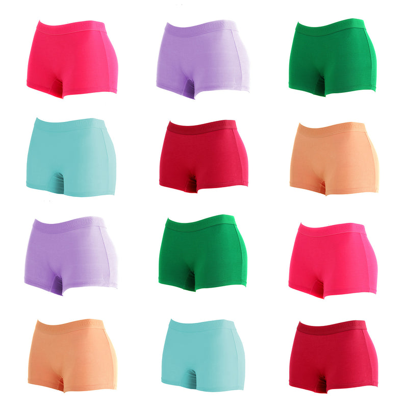 Pack de 12 Calzones Boxer Pantaleta bambú Mujer