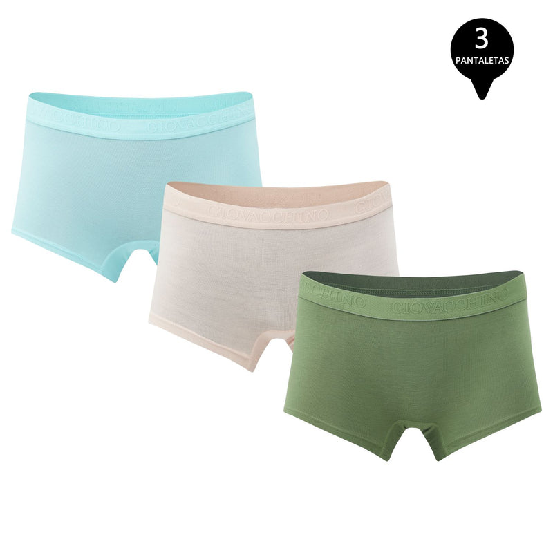 Pack de 3 Calzones Boxer Pantaleta bambú Mujer