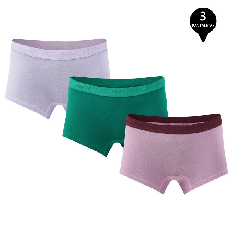 Pack de 3 Calzones Boxer Pantaleta bambú Mujer