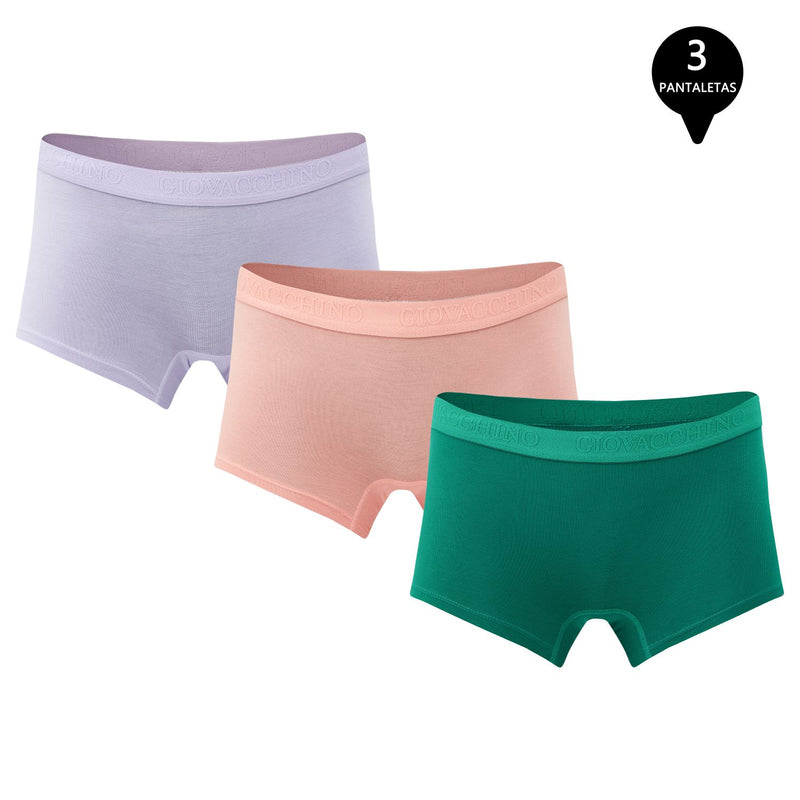 Pack de 3 Calzones Boxer Pantaleta bambú Mujer