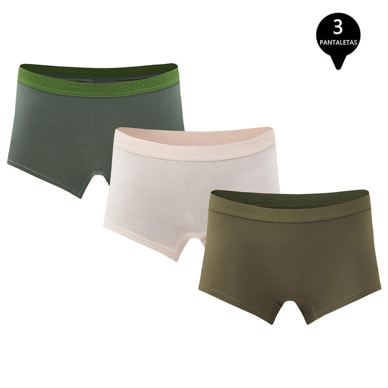 Pack de 3 Calzones Boxer Pantaleta bambú Mujer